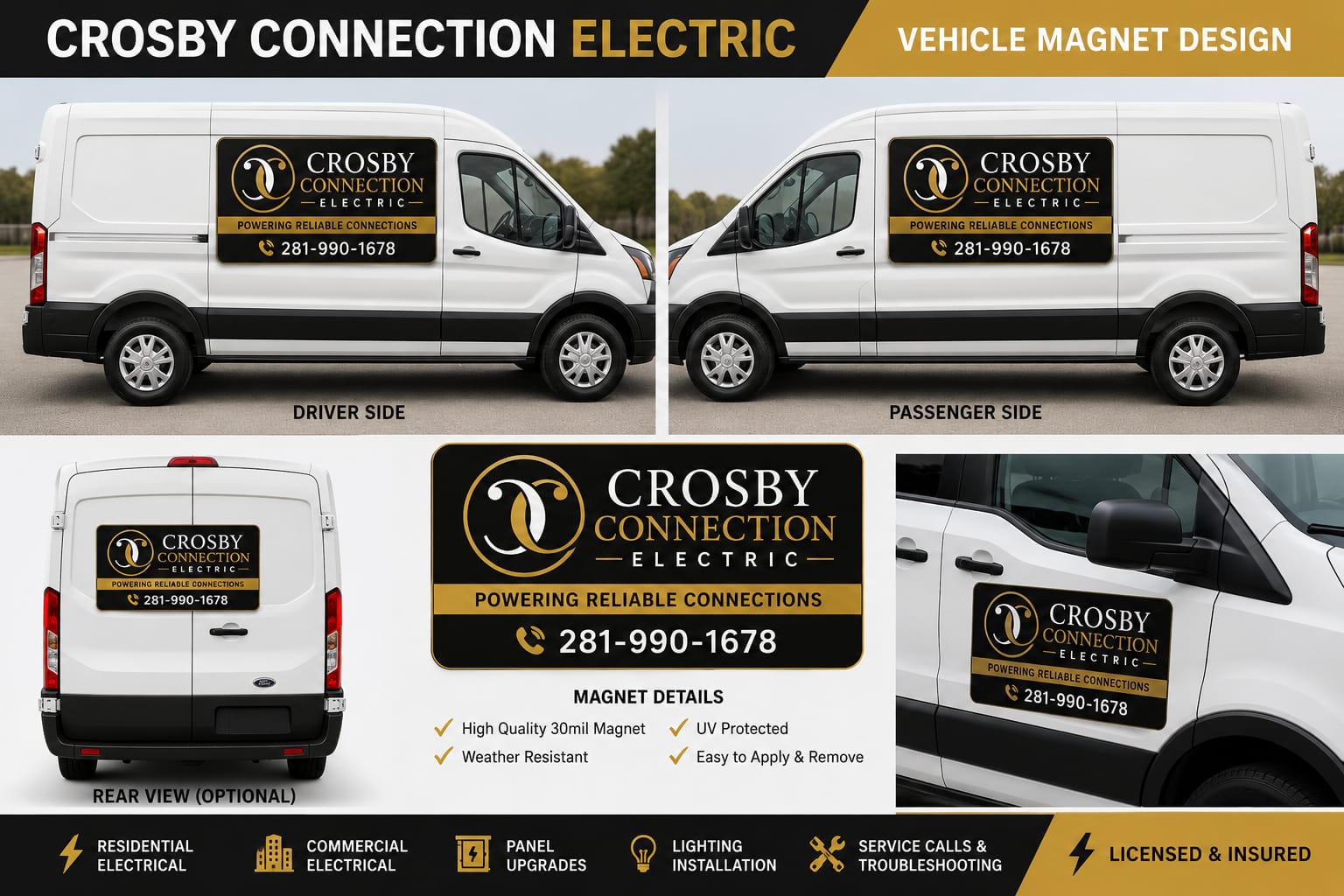 Crosby Connection magnet on the service van door