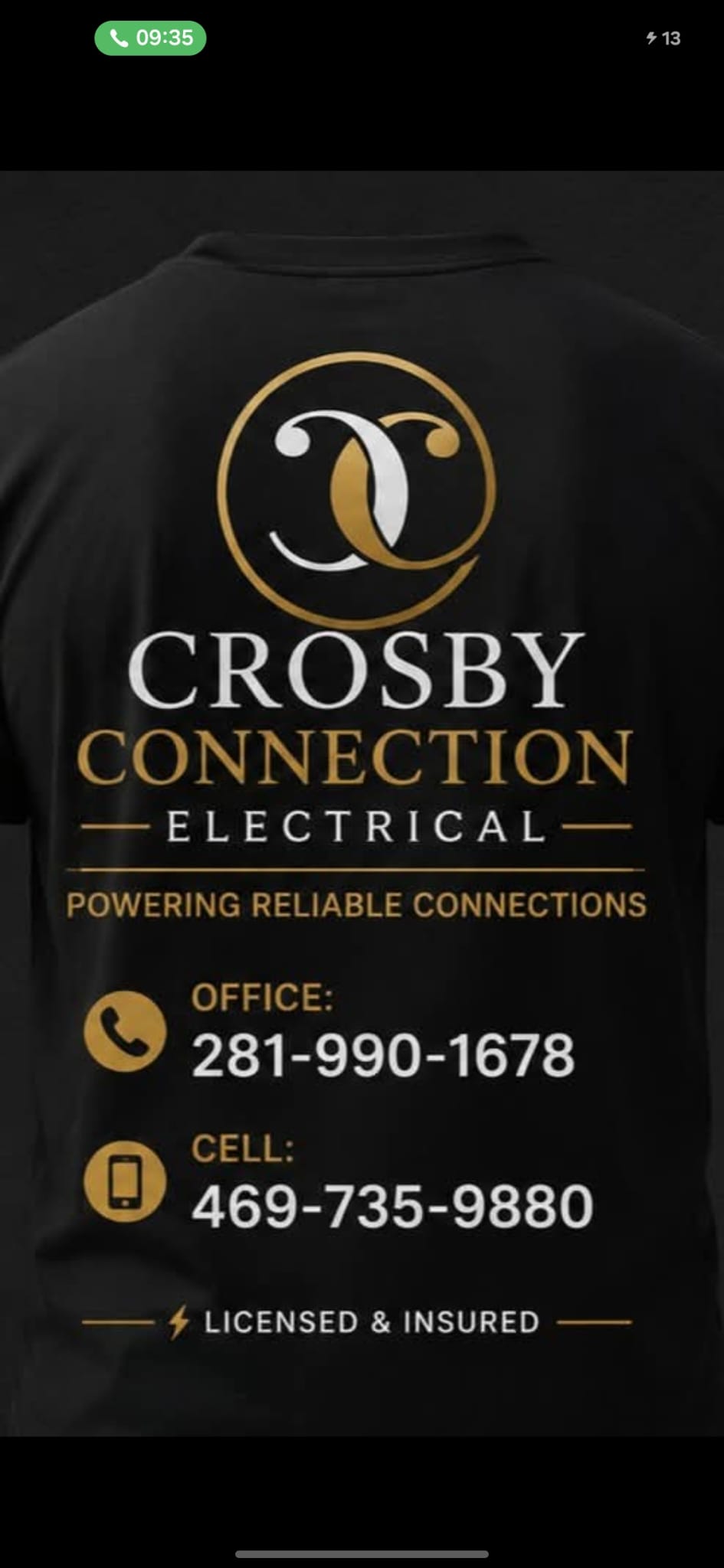 Crosby Connection crew shirt with the gold monogram logo